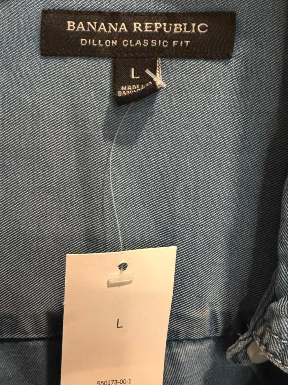 NWT Banana Republic Dillon Classic Fit Chambray Shirt Blue L - Picture 3 of 3